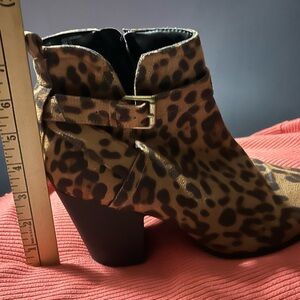 Time and Tru Brown Leopard Ankle Booties